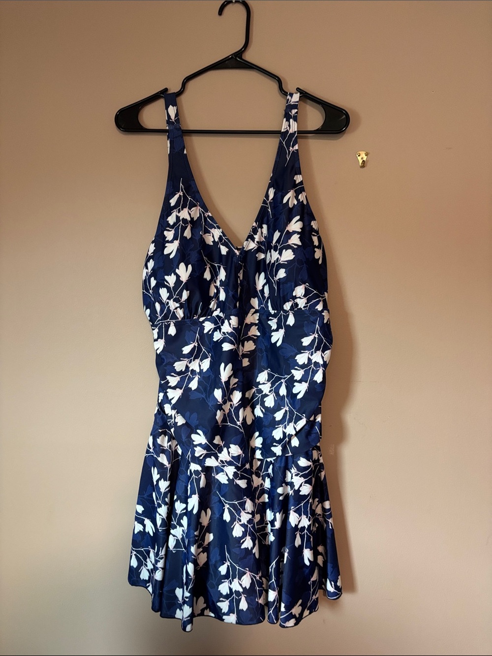 Navy Blue Floral Swimdress - Picture 6 of 8